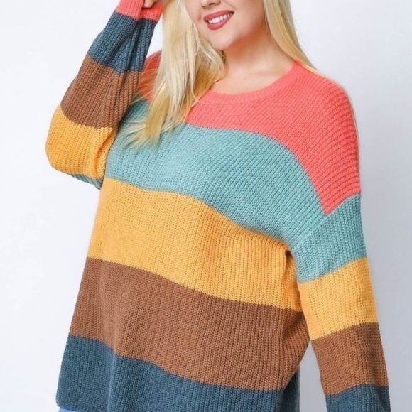 Striped Colorblock Sweater - Picture 2 of 3